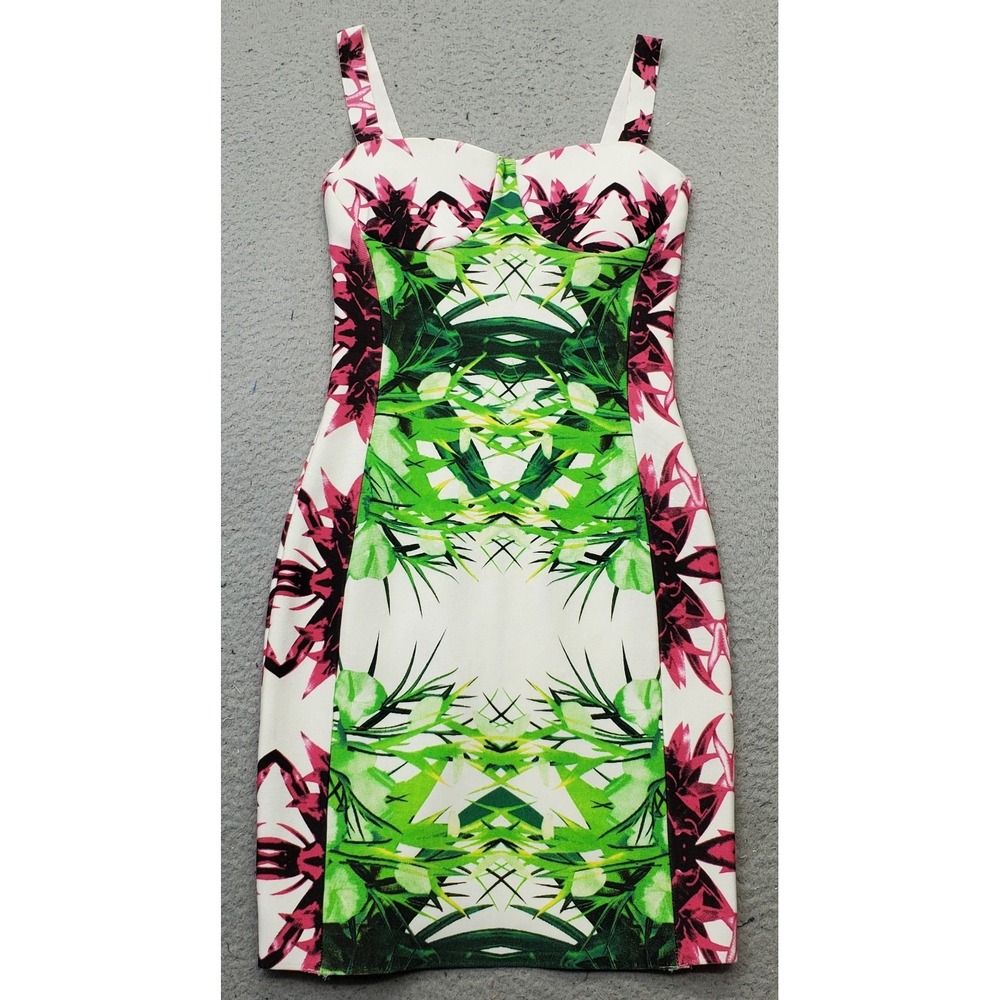 Gracia Bodycon Mini Dress Womens Small Multi Floral Stretch Soft Padded Back Zip